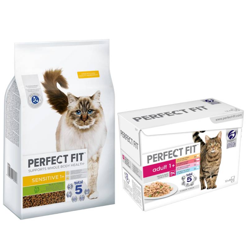 7 kg Perfect Fit Trockenfutter + 48 x 85 g Nassfutter-Mix zum Sonderpreis! - Sensitive 1+ Reich an Truthahn von Perfect Fit