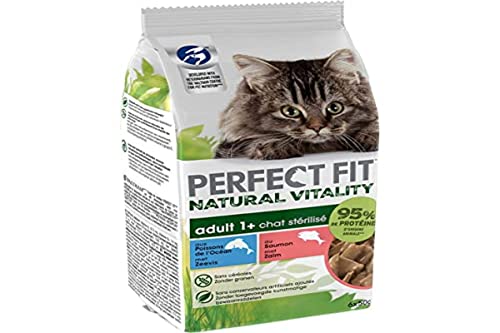 Natural Vitality Frischebeutel für ausgewachsene Katzen, sterilisiert – Vollnahrung ohne Getreide, 12 Stück, 6 x 50 g, 72 Beutel von Perfect Fit