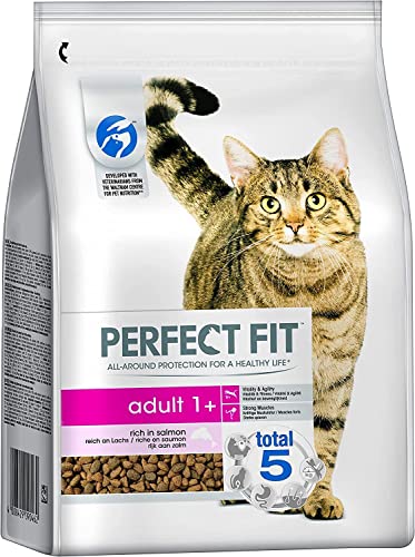 Perfect Fit Adult 1+ – Trockenfutter für erwachsene Katzen ab 1 Jahr – Reich an Lachs – Unterstützt die Vitalität – 3 x 2,8 kg von Perfect Fit