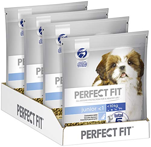 Perfect Fit Junior <1 – Trockenfutter für Welpen unter 10 kg – Reich an Huhn – Unterstützt eine gesunde Entwicklung – 4 x 1,4 kg von Perfect Fit