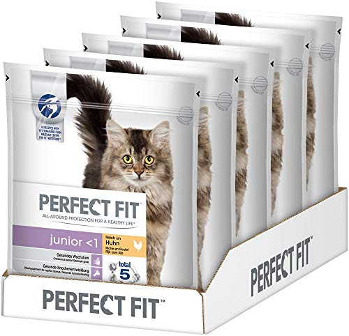 Perfect Fit Katzenfutter Trockenfutter Junior <1 Kitten/ Kätzchen Reich an Huhn, 5 Beutel (5 x 750g) von Perfect Fit