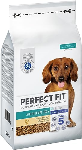 Perfect Fit Senior 10+ Trockenfutter für kleine (<10kg) ältere Hunde ab 10 Jahren, 6kg (1 Beutel) – Premium Hundefutter trocken reich an Huhn zur Förderung der Mobilität von Perfect Fit