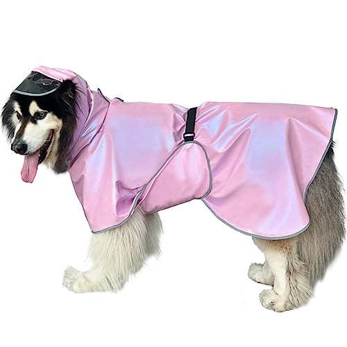 Hunde-Regenmantel mit Kapuze, Zupfponcho, reflektierend, leicht, für Haustiere, wasserdicht, mit verstellbarem Bauchgurt für kleine, mittelgroße und große Hunde von Periflowin