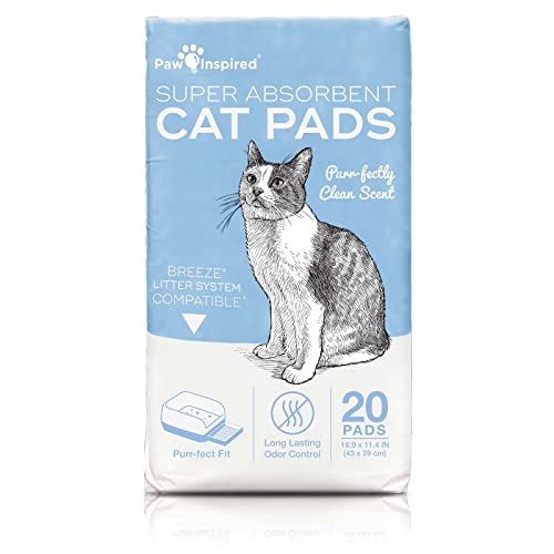 Peritas Katzenunterlagen,Generische Nachfüllung für Breeze Tidy Katzenstreu-System,Katzenauskleidung Pads für Katzentoilette,schnell trocknend, super saugfähig,42.9x29 cm (duftend, 20 Stück) von Peritas