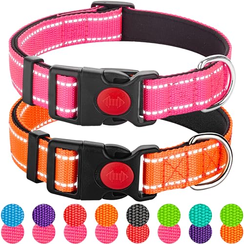 Reflektierendes Hundehalsband für große Hunde, Mädchen, Jungen, Nylon, langlebig, weich gepolstert, Neopren, für männliche und weibliche Hunde für extra kleine Welpen, mittelgroße Hunde, mit von Perperqer