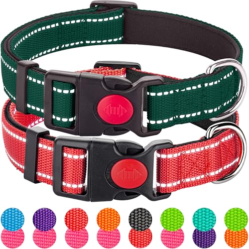 Reflektierendes Hundehalsband für mittelgroße und kleine Rassen, männlich und weiblich, gepolstert, weich, langlebig, Nylon, Neopren, Halsband für Welpen, Hunde, Mädchen und Jungen, mit von Perperqer