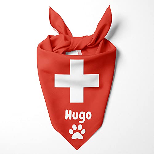 Hundehalstuch, Motiv: Fußballspiele, Sport, Olympische Spiele, personalisierbar, Dreieckstuch für Haustiere, wird am Halsband befestigt (Fahne: Schweiz) von PersonaliseDog