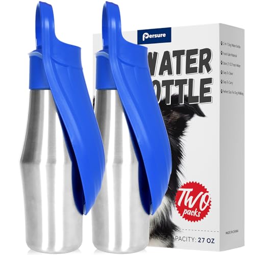 Hunde-Wasserflasche, tragbarer Hundewasserflaschenspender - 765 ml, auslaufsichere Wasserflasche aus Edelstahl für Hunde unterwegs, perfekt für Reisen, Spazierengehen, Wandern und Outdoor-Aktivitäten von Persure