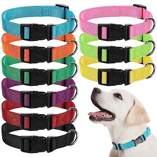 9 Stück verstellbares Hundehalsband für mittelgroße Hunde, weiches Nylon-Hundehalsband mit Schnellverschluss-Schnalle, Großpackung für Hunde, Spazierengehen, Laufen, Training (Größe M, helle Farben) von Perthlin