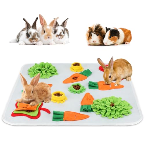 Schnüffelteppich Kaninchen Schnüffelmatte, Waschbar Faltbar Meerschweinchen Spielzeug Trainingsmatte Futtermatte Intelligenz Riechen Trainieren für Kaninchen Meerschweinchen Chinchillas (Großformat) von Perttypet