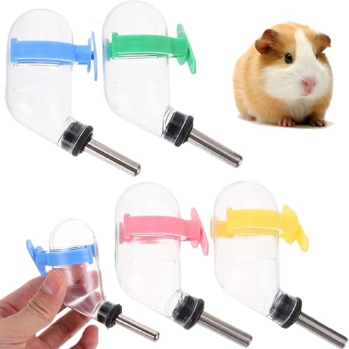 Pesoncarl 4pcs Hamster Wasserflasche für Glastank, 60-ml-Kaninchenwasserflasche ohne Tripe, Autodrückenhänge Kunststoff-Meerschweinchen mit Schnalle für Käfige, Kisten von Pesoncarl