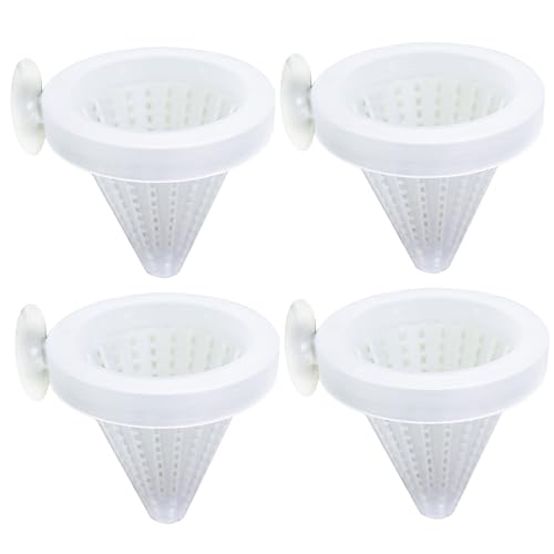 Automatische Feeder, 4PCS-Fischfutterfuttermittel, trichterförmige Fischfuttermittel für Würmer, 2,6 x 2,7 Zoll Aquarium mit Saugnapf, lang anhaltende Plastikfutter für Panzer von Pesoncarl