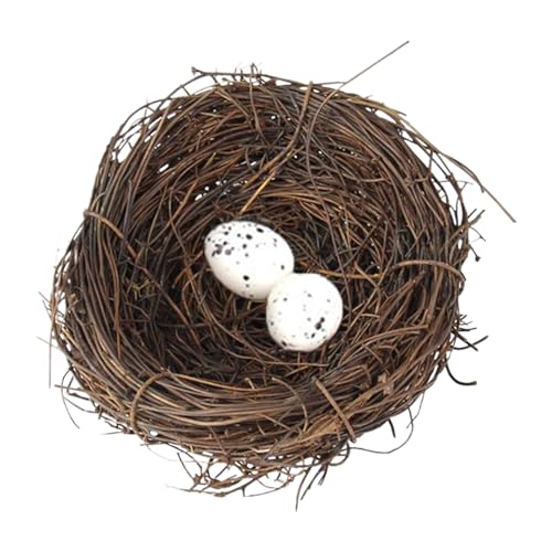 Fake Bird Nest, simuliert Rattan gewebte Vögel Nest, Natrual realistische 4 Zoll Vogelnester mit 2 Vogeleiern für Garten Yard Home Party Osterndekoration von Pesoncarl