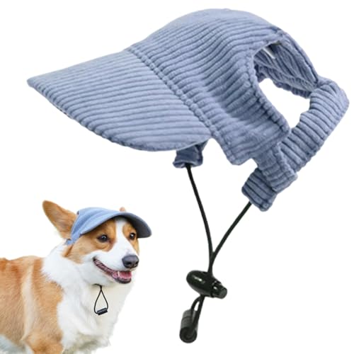 Pesoncarl Hund Sonnenhut, verstellbare Hunde Baseballkappe mit Ohrlöchern, Sonnenschutzhund Strandhut mit vorderem Rand, tragbare Hundehüte für Hunde 3,5-7,5 kg, Blau, Hund Cowboy Hut von Pesoncarl