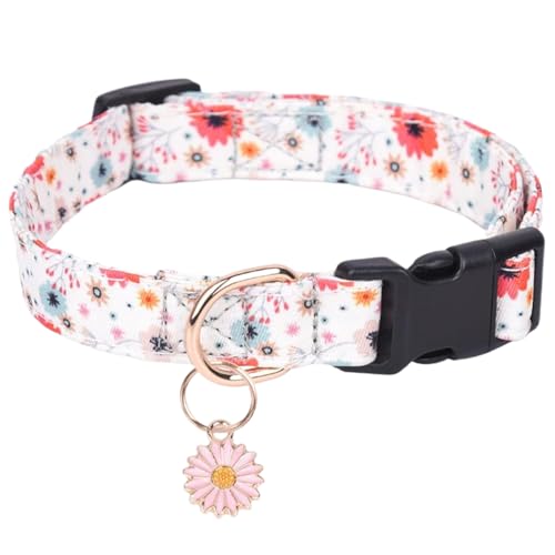 Hundehalsband, Blumenmuster Hundehalsband mit Gänseblümchen-Charm, 10-16, 5 Zoll einstellbare Polyesterkragen für mittelgroße Hunde mit Schnellverschluss für den Besitzer von Pesoncarl