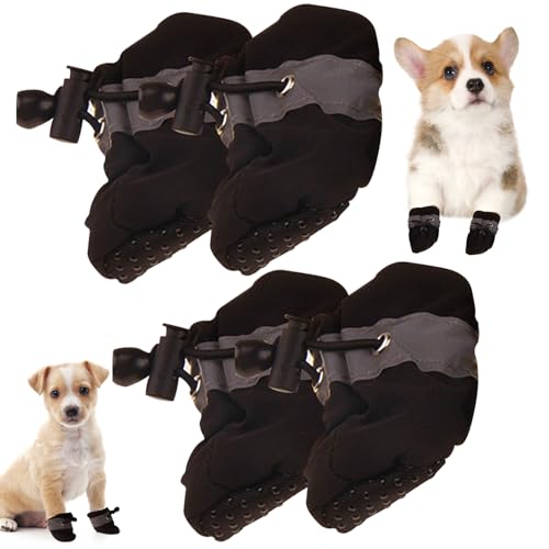 Hundeschneeschnee, Hundeschuhe für den Winter, wasserresistente Hundefälle, 4ps Hundepfotenabdeckungen, warme Fleece Hundestiefel mit verstellbaren Bandpupfschuhen für kalte Pflastergröße 5 von Pesoncarl