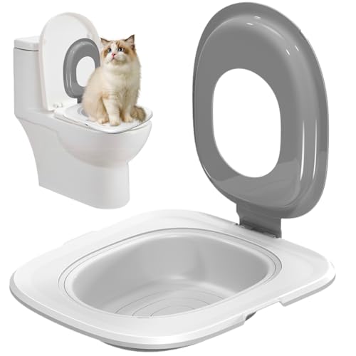 Katzen-Toilettentraining Kit, Katzen-Toiletten-Trainer Kit Abnehmbarer Katzen-Toilettentrainer, Toilettentraining für Katzen Katzentöpfe Toilettentraining Kit Anti-Rutsch-Katzen-Katzentrainer, Grau von Pesoncarl