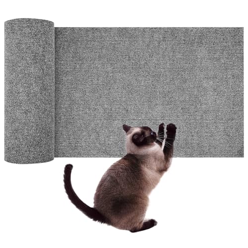 Katzenkratzermatte Trimmbares Klettern Katzenkratzer Selbstklebender Katzen-Katzen-Wandkratzer für Baumregale Couch Möbel Beschützer hellgrau 78,7 * 15,8 Zoll, Kratzerpolster von Pesoncarl