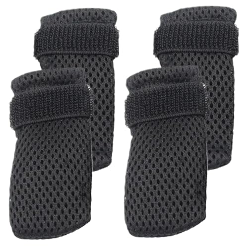 Pesoncarl 4 Packs Katzenkrallenabdeckungen, Schwarze Anti Scratch Polyester Katzenschuhe, verstellbare atmungsaktive Mesh Katze Pfotenhandschuhe für Innenkatzen Haustier Badedurchschnitt Nägel von Pesoncarl