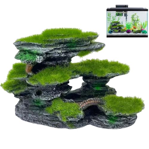 Pesoncarl Aquarium View Stone, 6,7x2,4x4,5 Mossed Aquarium Hassout, Tauchharz Aquarium Dekorationen groß, DIY freundliche Fischtankzubehör von Pesoncarl