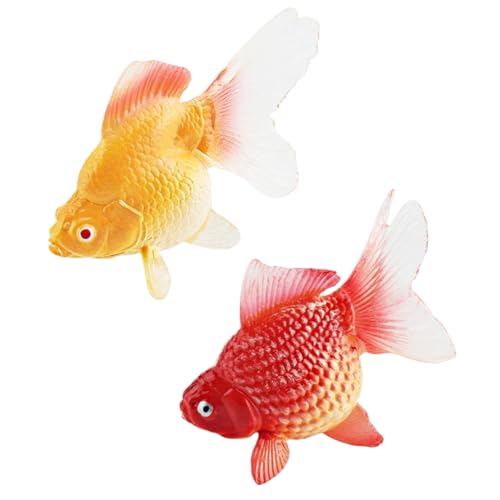 Pesoncarl Haustier -Ornamente, 2pcs falsche Goldfische, künstliches Aquarium Fisch Fischmodell Realistisch bewegende gelbe und rotgoldfische schwimmende Fischtankdekorationen von Pesoncarl