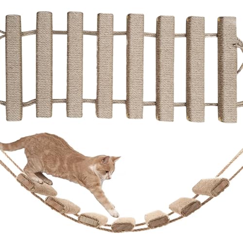 Pesoncarl Katzenleiter 20x10 Zoll hängende Holzkatze Bridge mit kratzfestem Katzenleiter für Innenkatzen, Katzenversorgung, Katzenvorräte, umwickelt von Pesoncarl