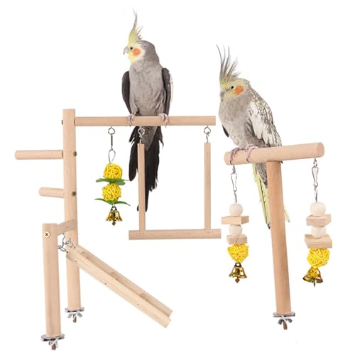 Vogelspielplatz, natürlicher Holz Vogelperch Stand, hölzerner Papageienständer mit Playpenleitern Conure Känen -Accessoires für kleine Kakadu -Cockatiel Lovebirds Brudel von Pesoncarl