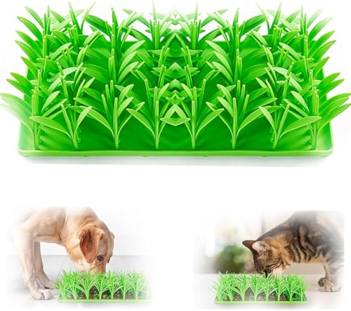 Silikon-Grasmatte für Katzen, grünes Gras, Silikon, Slow Food-Matte, kreatives Gras-Design, Leckkissen, Katzen- und Hundefutter, rutschfeste Grasfuttermatte, Haustier-Kauspielzeug, gesundheitliches von Pessrrtewg