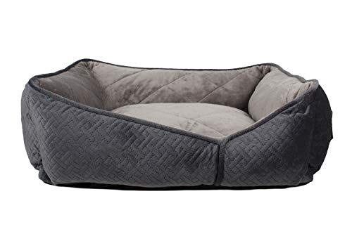 Pet Brands Haustier-Sofa für Hunde/Welpen, luxuriös, superweich, gesteppt, Rutschfester Boden, groß, grau, 70 x 60 x 22 cm von Pet Brands