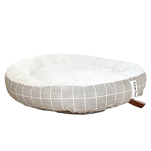 Donut Hundebett, warmes Plüsch, rundes Haustierbett, graues rundes Bett für Katzen und Hunde, 63 cm Durchmesser von Pet Brands