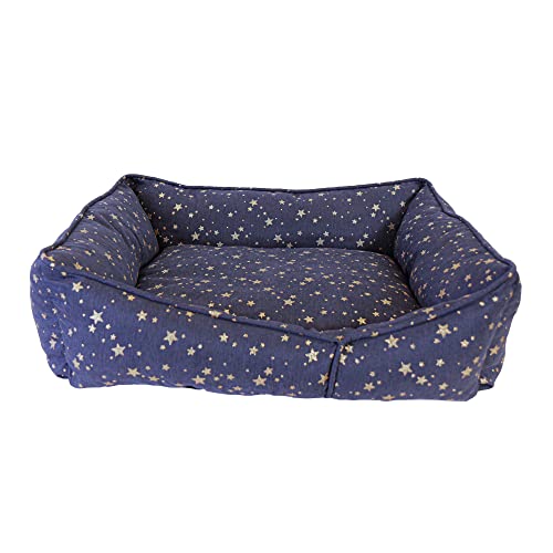 Pet Brands Großes Hundebett, Komfort-Sofa Haustierbett, Welpenbett, mittelgroße/große Rassen, rutschfeste Unterseite, Marineblau - L70 x B60 x H22 von Pet Brands