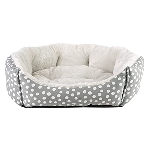 Pet Brands Hundebett, gepunktet, mit warmem Plüsch-Innenfutter, 60 x 50 x 18 cm von Pet Brands