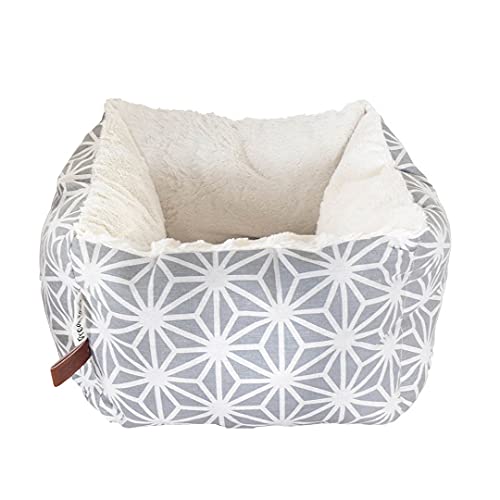 Pet Brands Kuschelbett für kleine Hunde und Katzen, geometrisch, 45 x 45 x 23 cm, Grau von Pet Brands