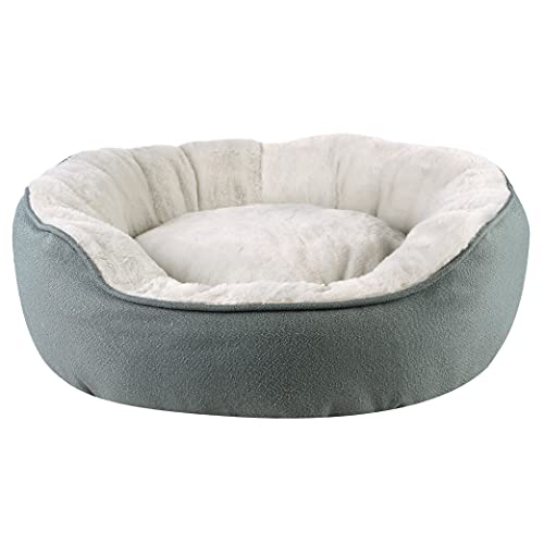 Pet Brands Rundes Donut-Haustier-Hundebett, warm, kuschelig, Plüsch, hochseitig, tief gefüllt, runder Boden, Rutschfester Boden, grau, 70 x 70 x 15 cm von Pet Brands