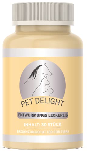 Pet Delight Wurm Ergänzungs Leckerlis - das pflanzliche Leckerli & Mittel für Hunde und Katzen als natürliche Ernährung nach Wurmkur - Hund - Katz - Vögel - Animal & Dog Dewormer - 15g von Pet Delight