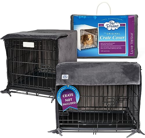 Pet Dreams Atmungsaktive Abdeckung für Hundekäfig, Doppeltürabdeckung für Hundekäfige, maschinenwaschbar, passend für Hundekäfig und große Hunde, 121,9 cm von Pet Dreams