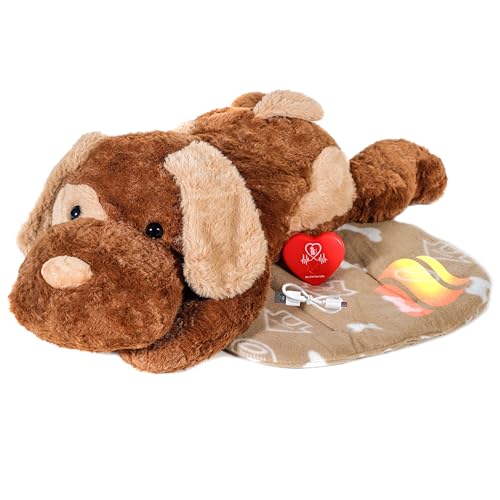 Pet Fit For Life Cuddle Pup Spielzeug mit Herzschlag und Wärmekissen, über USB wiederaufladbar, kuschelige Schlafhilfe für Hunde, beruhigender Komfort zur Angstlinderung, sichere, kuschelige von Pet Fit For Life