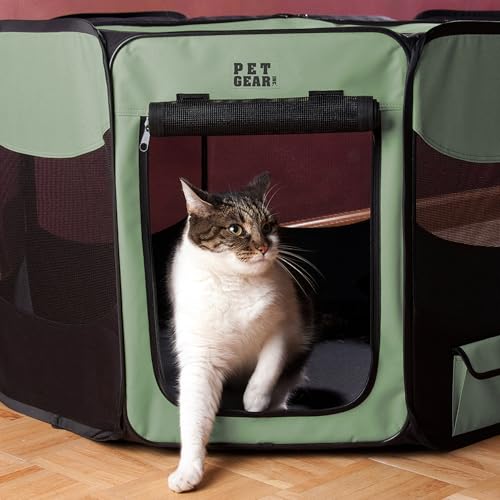 Pet Gear Achteckiger Haustiergehege mit abnehmbarem Oberteil, Indoor/Outdoor, Weide von Pet Gear