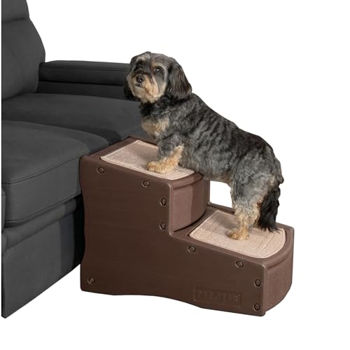 Pet Gear Easy Step II Haustiertreppe, 2 Stufen, für Katzen/Hunde bis zu 68 kg, tragbar, abnehmbar, waschbar, Teppichmatte, kein Werkzeug erforderlich, Espresso von Pet Gear