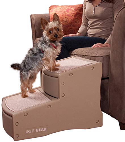 Pet Gear Easy Step II Haustiertreppe, 2 Stufen, für Katzen/Hunde bis zu 68 kg, tragbar, abnehmbar, waschbar, Teppichmatte, kein Werkzeug erforderlich, Kamel von Pet Gear