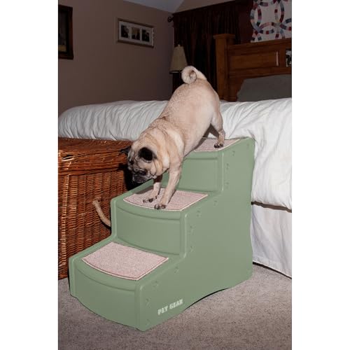 Pet Gear Easy Step III Haustiertreppe, 3 Stufen, für Katzen/Hunde, abnehmbare, waschbare Teppichstufen, für Haustiere bis zu 68 kg, kein Werkzeug erforderlich, Weide von Pet Gear