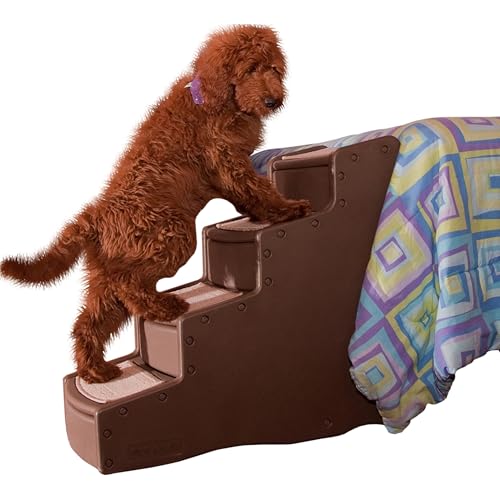 Pet Gear Easy Step IV Haustiertreppe, 4 Stufen, für Katzen/Hunde, abnehmbare, waschbare Teppichstufen, für Haustiere bis zu 68 kg, kein Werkzeug erforderlich, Espresso von Pet Gear