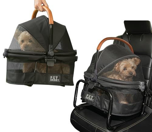 Pet Gear No-Zip View 360 Ultra Lite Haustier-Transportbox und Autositz für kleine Hunde und Katzen, Druckknopf-Eingang, 38,1 cm, Onyx von Pet Gear