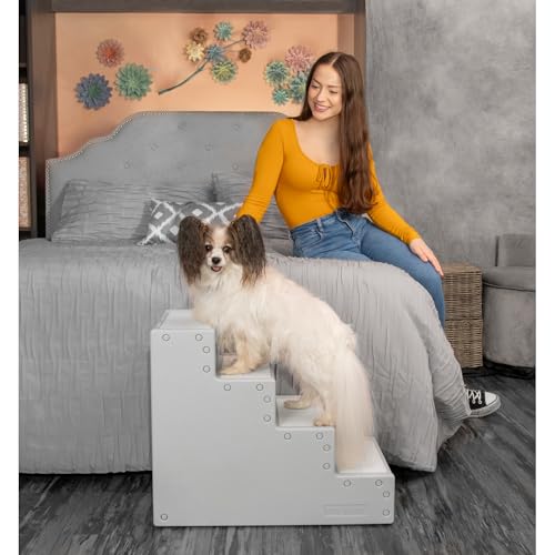 Pet Gear Pet Step IV Haustiertreppe für kleine Hunde und Katzen bis zu 22,7 kg, leicht, einfache Montage (kein Werkzeug erforderlich) – erhältlich in 2 Modellen, Nebel von Pet Gear