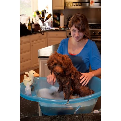 Pet Gear Pup-Tub, Badewanne für Hunde und Katzen bis zu 9 kg, einfacher Abfluss, Haltegurte im Lieferumfang enthalten, Aqua von Pet Gear