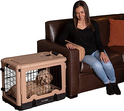 Pet Gear The Other Door PG5927TNU Hundekäfig mit 4 Türen, mit Plüschbett und Reisetasche, 68 cm, Hellbraun von Pet Gear