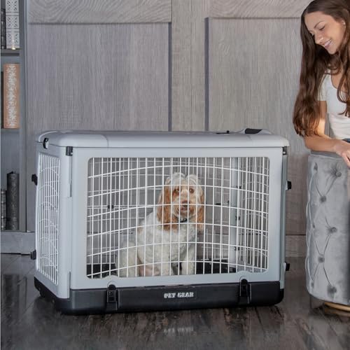 Pet Gear The Other Door Stahlkiste mit 4 Türen, für Hunde/Katzen, mit herausnehmbarem Tablett, Nebel, 91,4 cm von Pet Gear