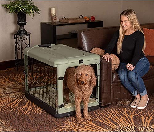 Pet Gear "The Other Door" Stahlkiste mit 4 Türen für Hunde/Katzen mit Garage-Tür, inklusive Plüschbett + Reisetasche, kein Werkzeug erforderlich, 3 Modelle, 3 Farben von Pet Gear