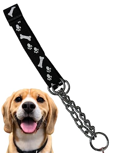 Hundehalsband mit Schnalle, verstellbar, für Hunde, Martingale, verstellbar, Trainingshalsbänder für Hunde (schwarz) von Pet Guru