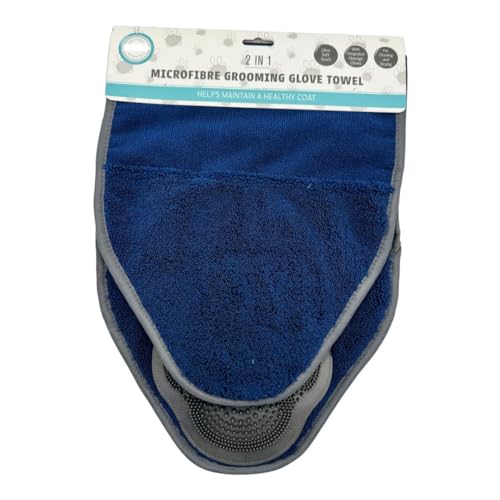 Pet Guru® Dog Puppies Mikrofaser-Handtuch für Hunde und Katzen, ultraweich, 2-in-1, Blau von Pet Guru